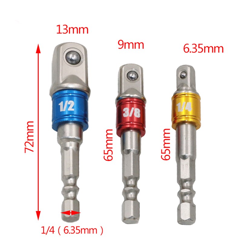 3pcs Power Screwdriver Driver Socket Bit Adapter Drill Nut D