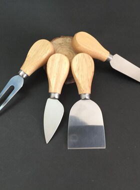 1Set/4pcs Knives Bard Set Oak Handle Cheese Knife Kit Kitche