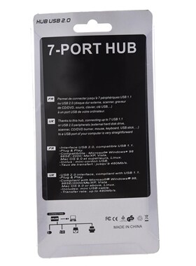 hot-USB 2.0 Hub 7 Port 480Mbps for PC Laptop 115x25x18mm
