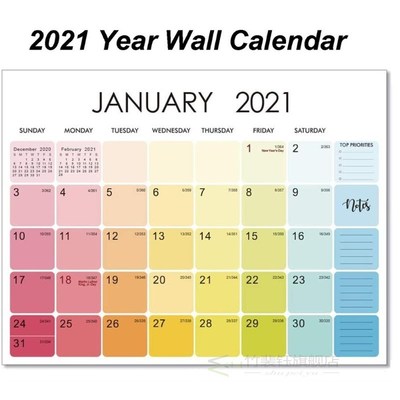 2021 Calendar Wall Sticker with Hanging Loop To-Do List Year