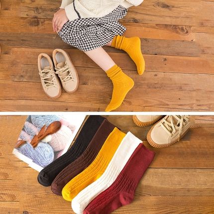 2 pairs cotton socks women girl sock long students winter