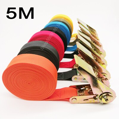 2PCS 5M Car Luggage Cargo Alloy Buck Ratchet Tape Strap Down