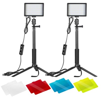 USB LED Video Light 2 Packs Dimmable 5600K with Adjustable T