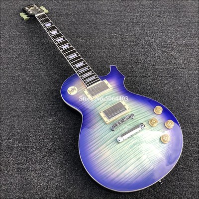 New electric guitar, purple paint, maple tiger veneer, peach