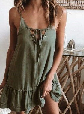 Hot summer new dress sexy suspenders with corns backless dre