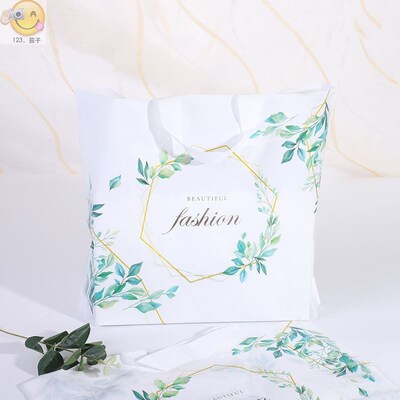 50pcs Thick Large Plastic Bags With Handle Beautiful green