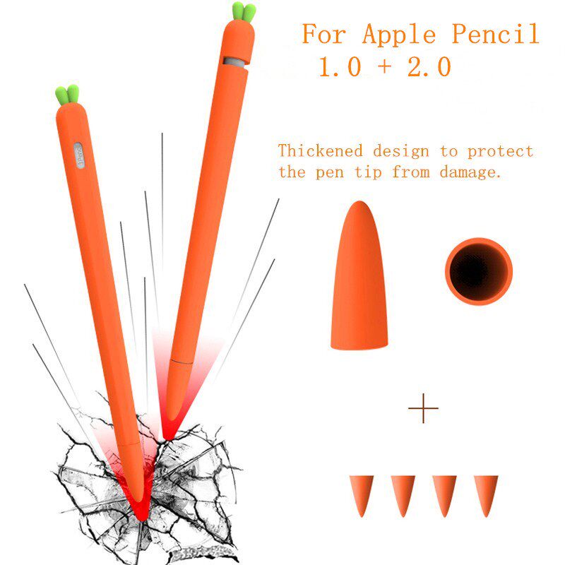 Cute Carrot Silicone Pencil Case For Apple Pencil 2/1 Case