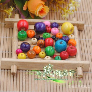继承者们捕梦网4-10MM彩色木珠 DIY手工串珠饰品配件材料装饰散珠