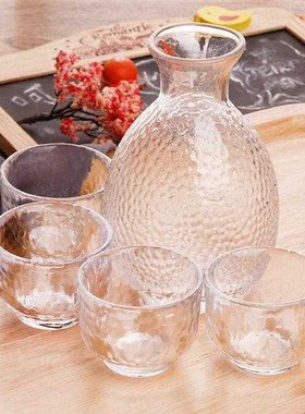 Glass Sake Serving Set Plain Japanese-style Blur Handmade Cl