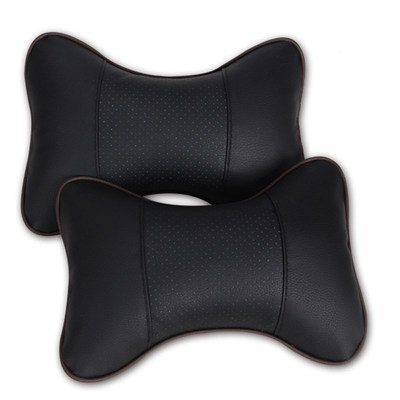 QFHETJIE 2pcs Car Neck Pillow Perforating Design PU Leather