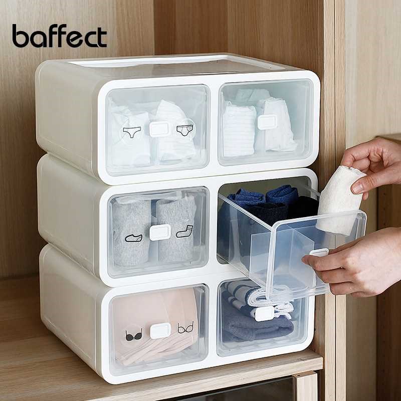 Baffect Plastic Storage Drawers Organizer Box for Socks Unde