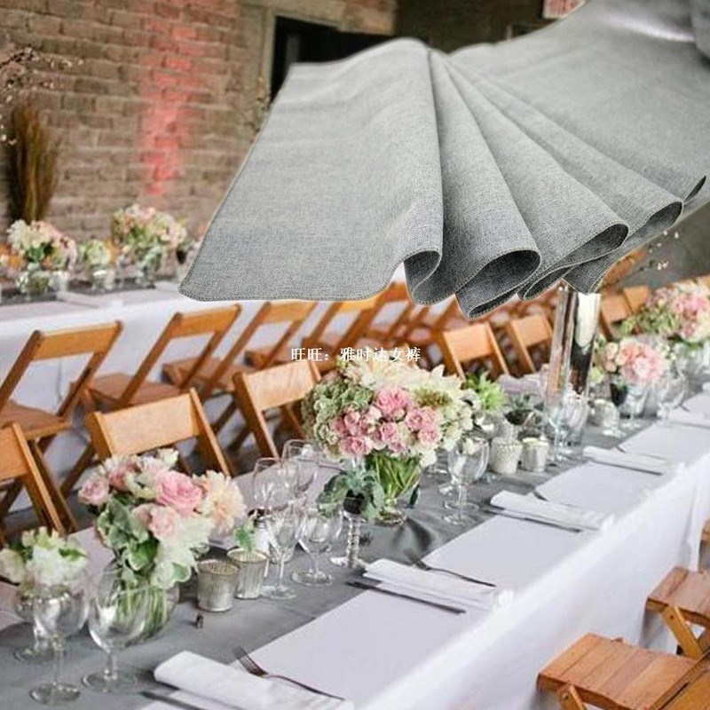 10pcs Gray Table Burlap Runner Jute Imitated Linen Rustic De