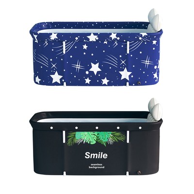 Adult Portable Folding Bathtub PVC Soaking Bathing Tub Spa