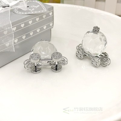 1PCS X Clear Crystal Baby Carriage in Gift Box Newborn Chris