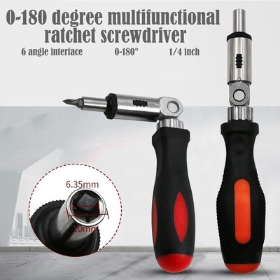 180 Degree Adjustable Ratchet Screwdriver 1/4 Inch Hex Wren