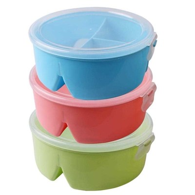Portable Microwavable Round Lunch Boxes for Kids with 3 Part
