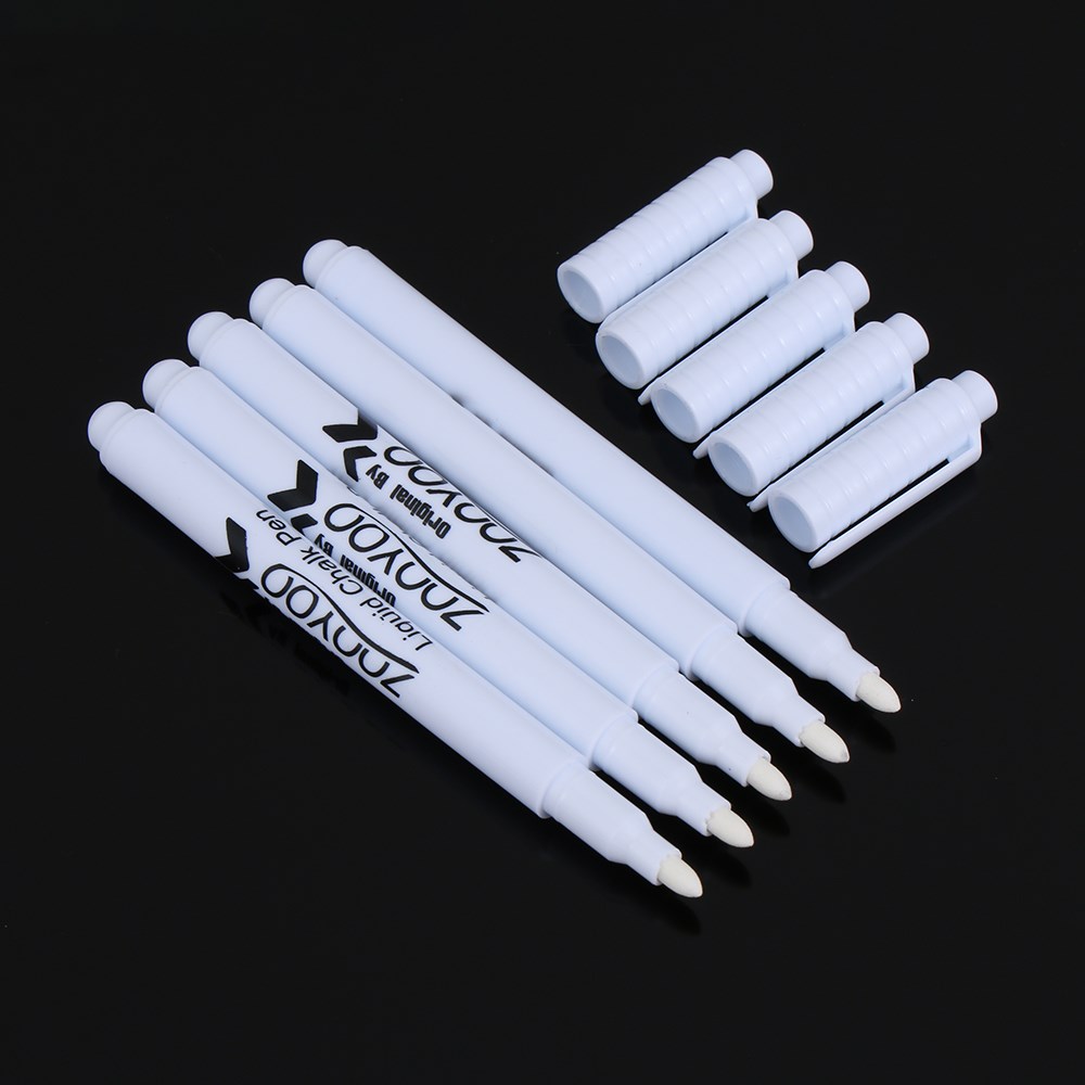 5pcs White Liquid Chalk Pen Black Board Marker Erasable Chal