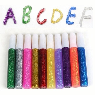 10pcs/Set Colors Drawing Glitter Powder Adhesive Paper Craft