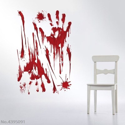 Halloween Bloody Fingerprint Stickers Wall Decoration Orname