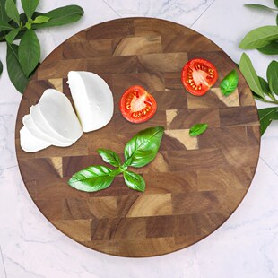 Jaswehome  Round Acacia Wood Cutting Board Wooden Chopping B