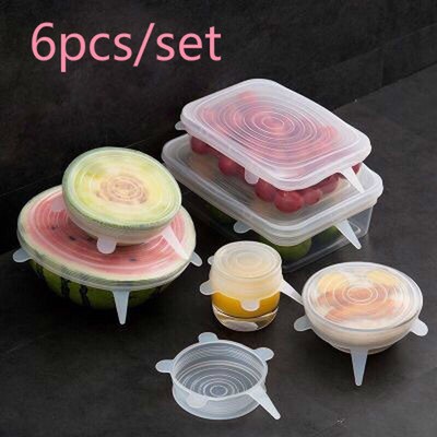 Adaptable Stretch-Lids Silicone-Caps Universal Wrap-Bowl Pot