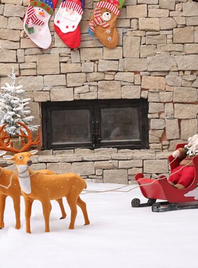 Christmas decorations wooden small snowmobile Santa Claus s