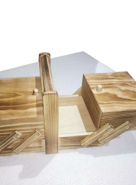 Cantilevered Storage Portable Home Sewing Box Vintage Wooden