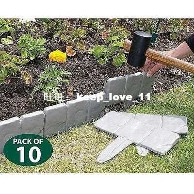 New Grey Cobbled Stone Effect Garden Lawn Edging 10 Pack Pla