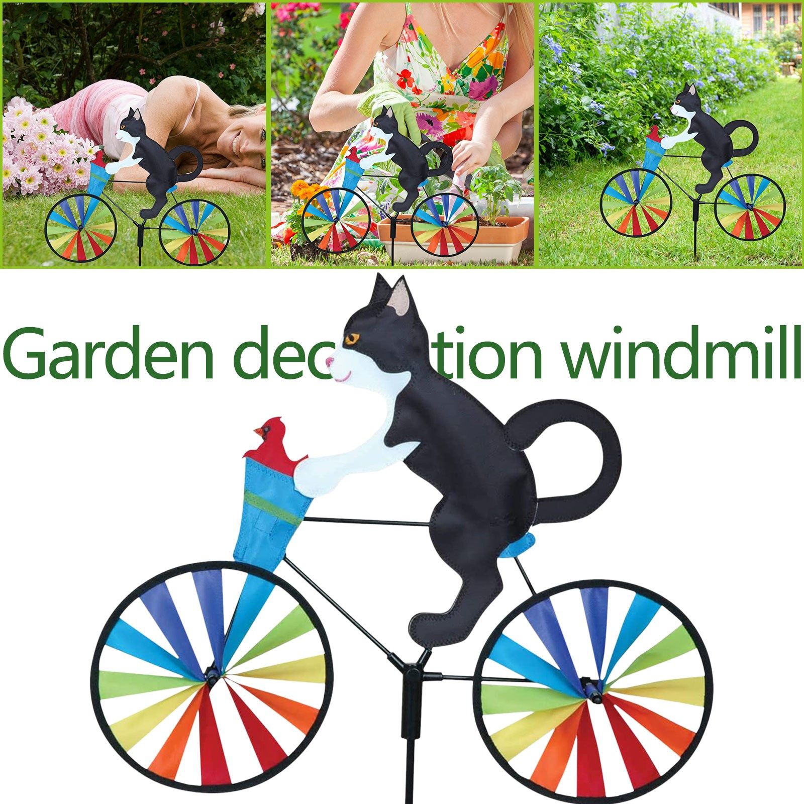 cartoon bike spinner  dog bicycle garden stake for balcon