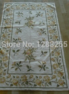 Elegant French Design Woolen Needlepoint Vintage Royal Desi