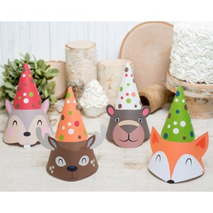 4pcs Jungle Animal Party Hat Baby Shower Birthday Funny Cak