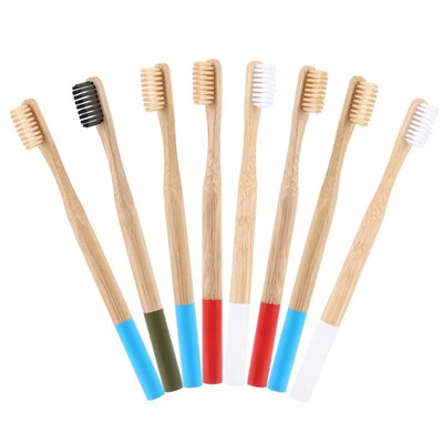 1/5Pcs Toothbrush Eco-Friendly Bamboo Soft Bristle Toothbrus
