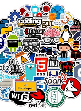 10/50pcs Programmer Sticker Waterproof PVC Stickers Skatebo