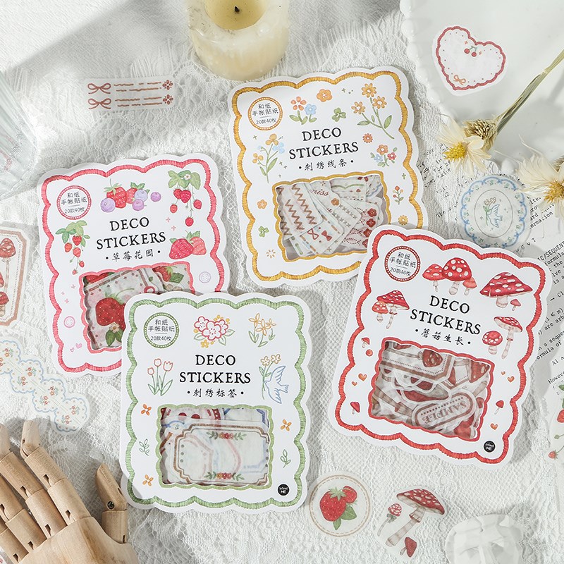 Mr.paper 40Pcs 4 Designs Mushroom Plant Series Japanese Kaw