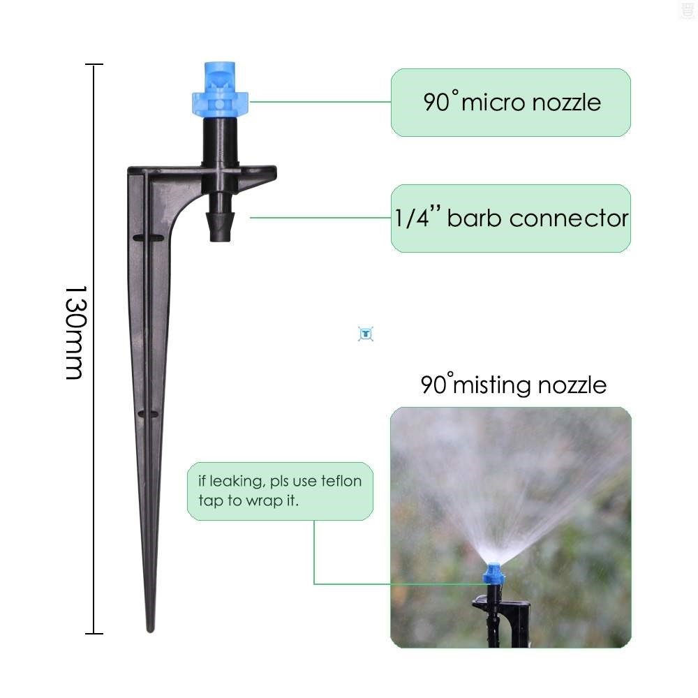20PCS 90/180/360 Degrees Misting Nozzles on 10.7cm Stake