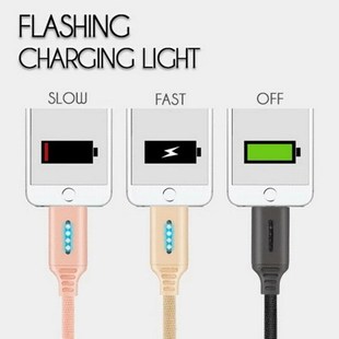 Auto Cut off power LED USB Type C Charger Cable For Android