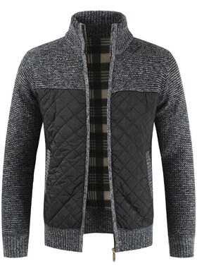 Dropshipping 2019 Autumn Winter Sweater Men Solid Patchwork