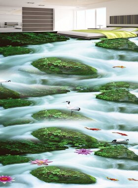 Free Shipping 3D Outdoor Mountain Streams Pebble Scene Terra