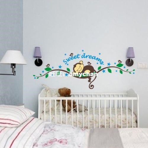 Cheeky Monkey sweet dream Removable Wall Stickers Decal Kid