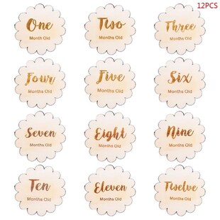12 Pcs/set Handmade Baby Milestone Card Vintage Leaf Numbers