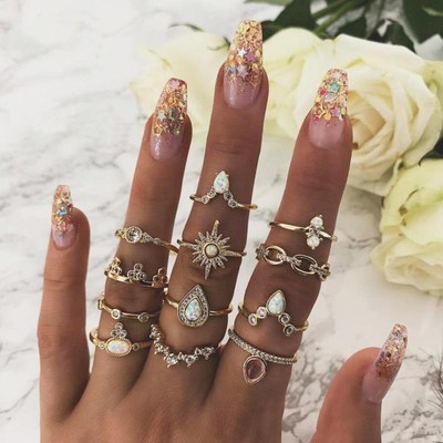Bohemian Midi Knuckle Finger Rings Set For Women Vintage Cr