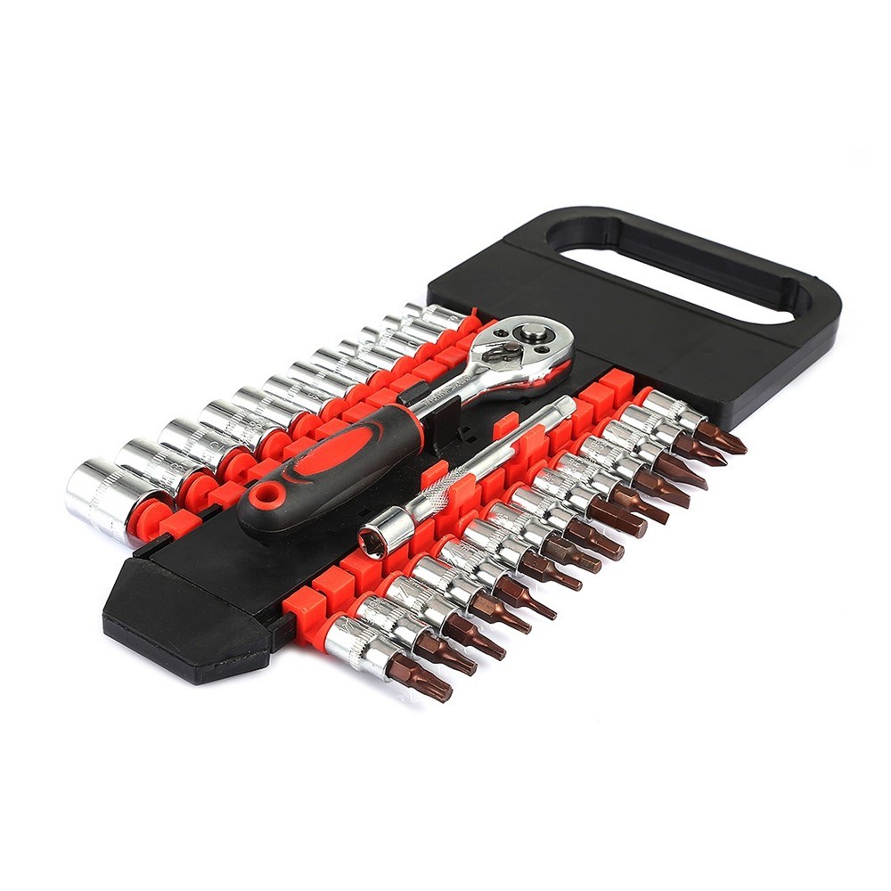 28pcs tube double row ratchet wrench set 1/4 small fly repai