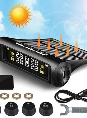 Wireless Solar Tpms Car Tire Pressure Temperature Monitorin