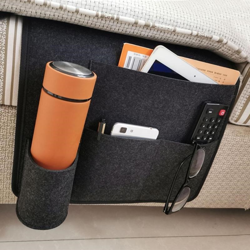 Felt Bed Sofa Pocket Bedside Storage Organizer Phone Hangin