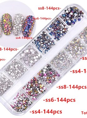 1440 pcs/lot Glass Rhinestones Crystals Strass Mixed Size DI