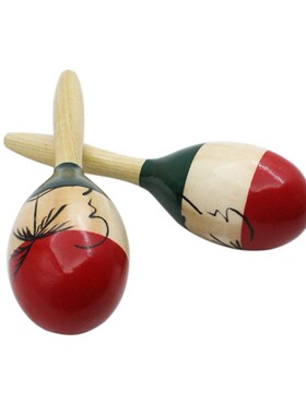 1 Pair Wooden Maracas Rumba Shakers Rattles Maraca Sand Hamm