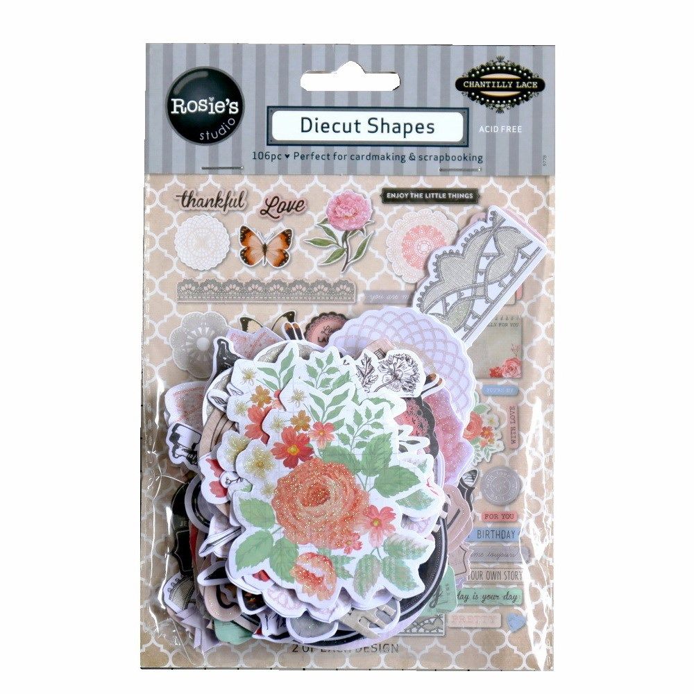 CRZCrafter Paper Diecuts Shapes Ephemera 106pcs Printed Gli
