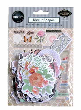 CRZCrafter Paper Diecuts Shapes Ephemera 106pcs Printed Gli