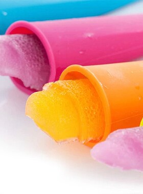 *4pcs Silicone Colorful Ice Mold Popsicles Mould with Lid Pu