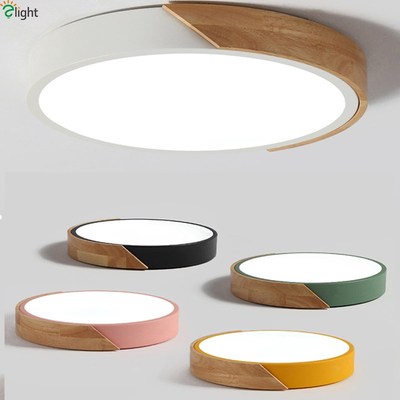 Nordic Oak App Dimmable Led Ceiling Lights Living Room Round
